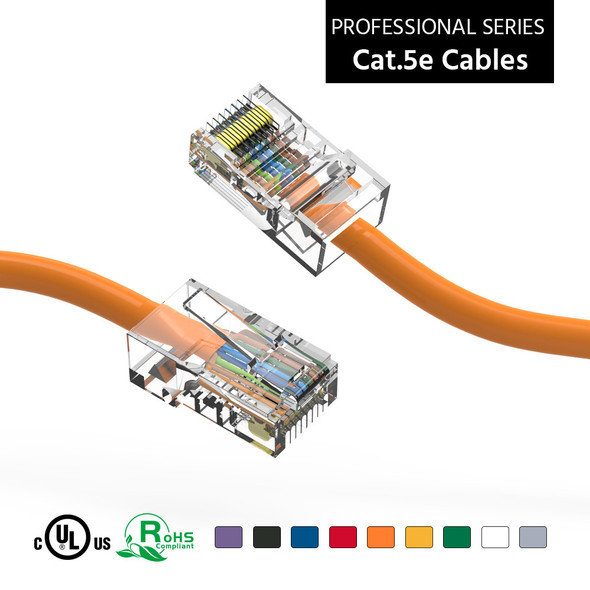 6 Inch Cat5E UTP Ethernet Network Non Booted Cable Orange