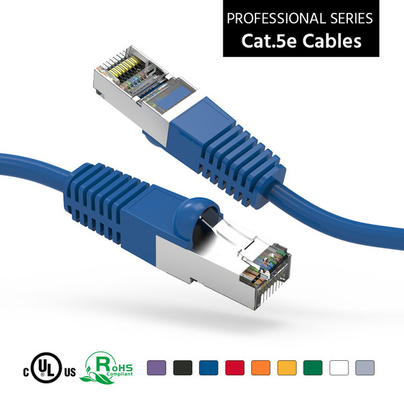 1 Foot CAT 5e Shielded ( STP) Ethernet Network Booted Cable -  Blue