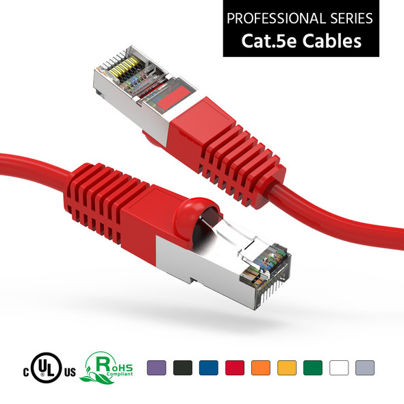 1 Foot CAT 5e Shielded ( STP) Ethernet Network Booted Cable -  Red