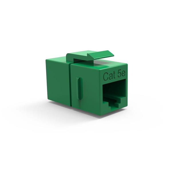 Single Inline Cat5e Keystone Coupler for Wall Plates - Green