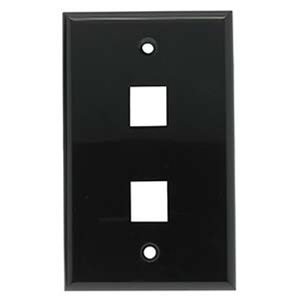 2 Port Smooth Faced Wall Plate for Keystone Jacks, Black
