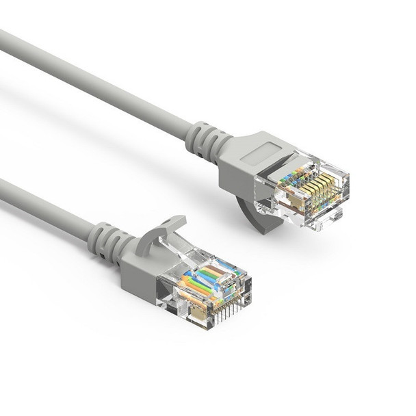 18 inch Cat6A UTP Slim Ethernet Network Booted Cable 28AWG Gray