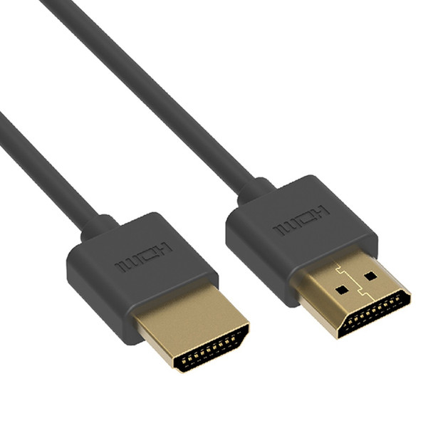 18 Inch Slim 34awg High Speed HDMI Cable - Black