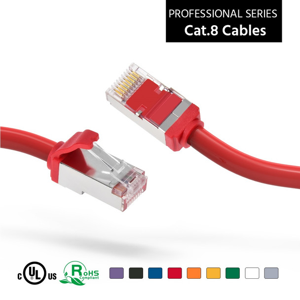 2 Foot Cat 8 S/FTP Ethernet Network Cable Red 28AWG