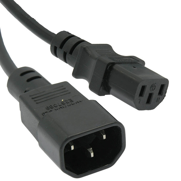 6 Foot Power Extension Cord C13 to C14 Black SJT 16/3