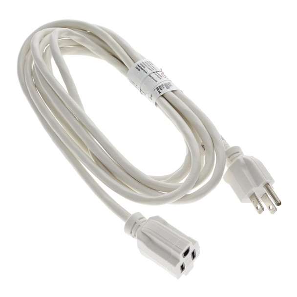12 Foot 16 AWG SJTW Power Extension Cord - White