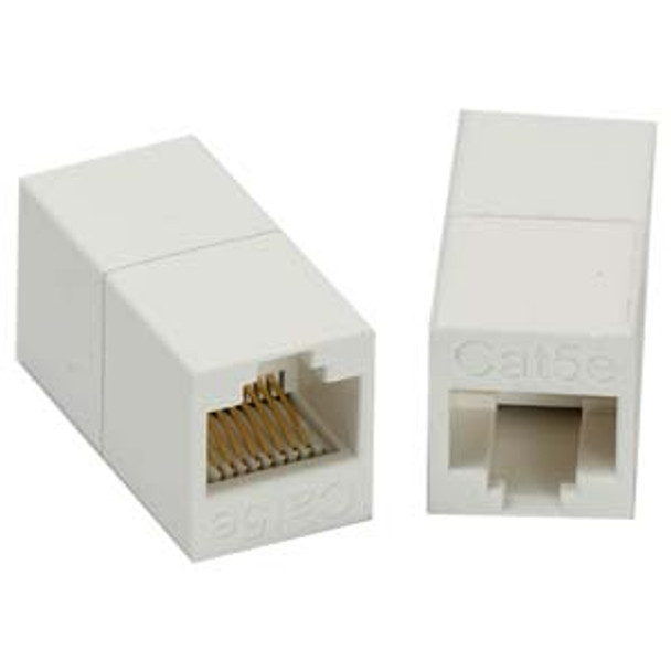 Cat 5E RJ45 Inline Crossover Network Coupler - White