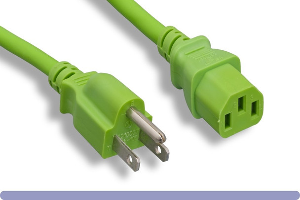 4 Foot 18AWG C13 to 5-15P 10A/125V Green Power Cord