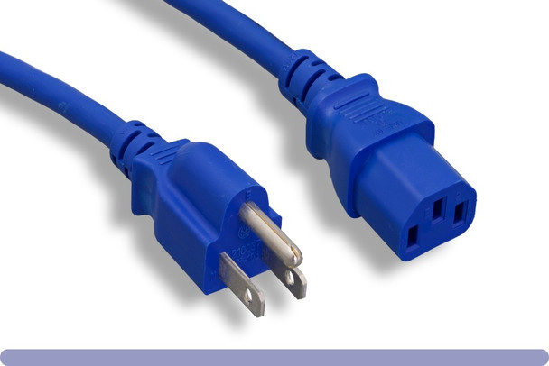 10 Foot 18AWG C13 to 5-15P 10A/125V Blue Power Cord