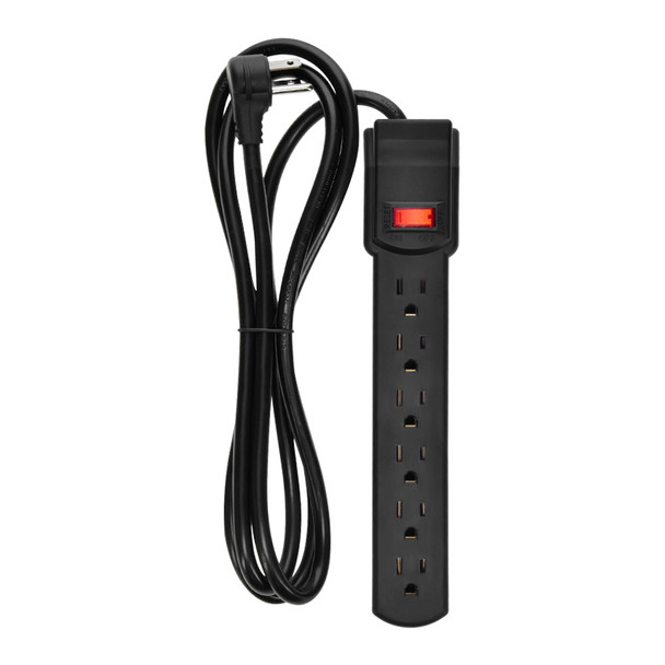 6 Foot 6 Outlet Surge Protector with Right Angle Plug