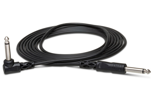 HOSA CPP-110R 10 Foot Unbalanced Interconnect, 1/4 in TS to Right-angle 1/4 in TS