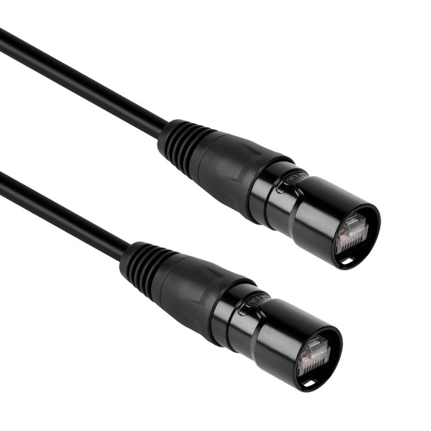 50 Foot Cat6A S/FTP EtherCON Compatible Network Patch Cable Black