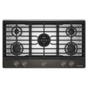 KitchenAid® 36  in. Gas Cooktop with 5 Burners and Integrated Wok Grate KCGK536SBE