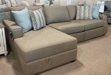Decor-Rest 2456 sectional sofa with chaise on the show room floor