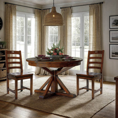LH Home Irish Coast Round Extension Dining Table in room setting