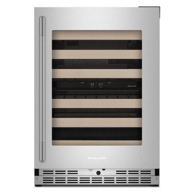 Kitchenaid® 24" Undercounter Wine Cellar with Full-Extension Wood-Front Racks KUWR524SPS