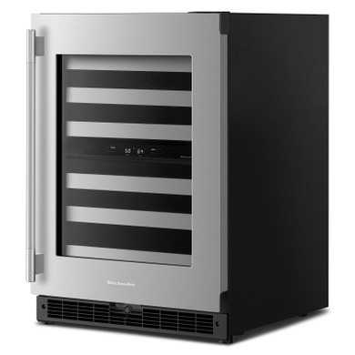 Kitchenaid® 24" Undercounter Wine Cellar with Full-Extension Metal-Front Racks KUWR324SSB
