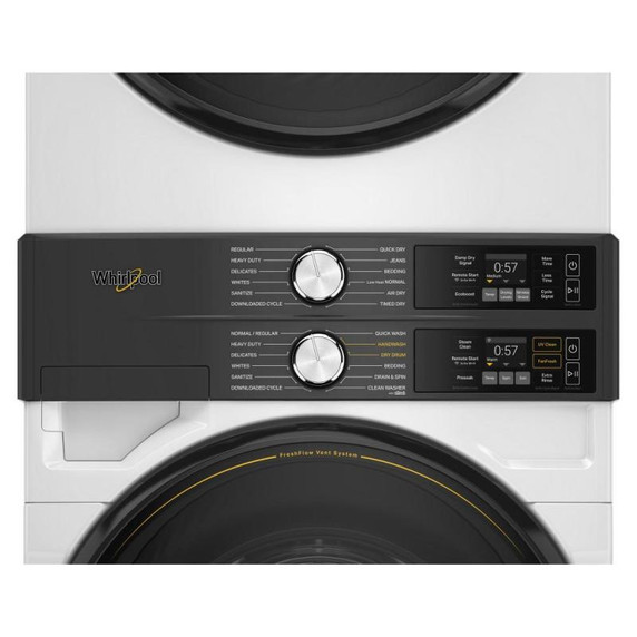 Whirlpool® Smart ENERGY STAR® Front Load Laundry Tower 5.2 cu. ft. Washer & 7.4 cu. ft. Electric Dryer with UV Clean Technology and FreshFlow™ Vent System YWEF5727TW