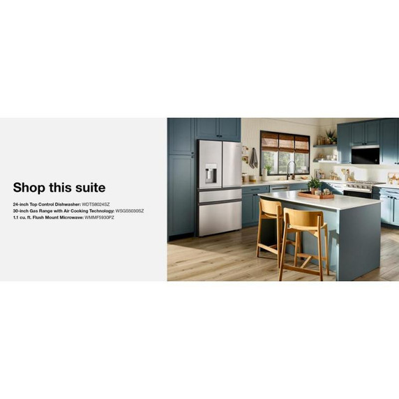 Whirlpool® 36-inch True Counter Depth 4-Door French Door Refrigerator with Nugget Ice - 22 cu. ft. WRMC7436TZ