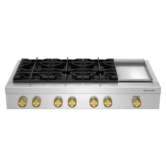 KitchenAid® 48-inch 6-Burner Gas Commercial-Style Rangetop with Griddle KCGK948TSS