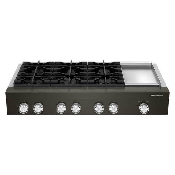 KitchenAid® 48-inch 6-Burner Gas Commercial-Style Rangetop with Griddle KCGK948TBE