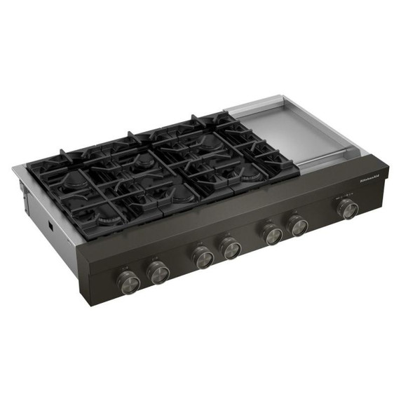 KitchenAid® 48-inch 6-Burner Gas Commercial-Style Rangetop with Griddle KCGK948TBE