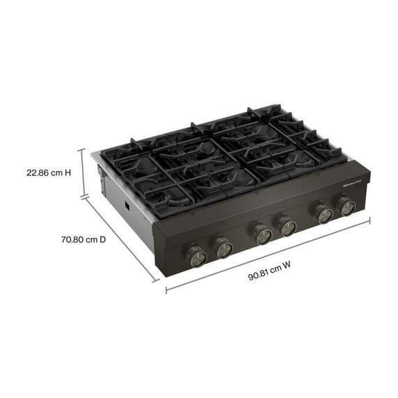 KitchenAid® 36-inch 6-Burner Gas Commercial-Style Rangetop KCGK936TBE