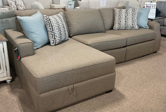 Decor-Rest 2456 sectional sofa with chaise on the show room floor