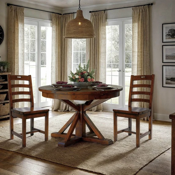 LH Home Irish Coast Round Extension Dining Table in room setting