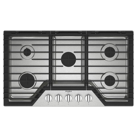 Whirlpool® 36-inch Gas Cooktop with EZ-2-Lift™ Hinged Cast-Iron Grates WCGK5036PS