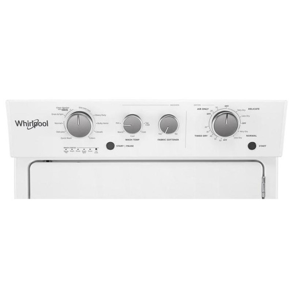 Whirlpool® 4.0 cu.ft I.E.C. Gas Stacked Laundry Center 9 Wash cycles and AutoDry™ WGT4027HW