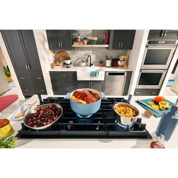 Kitchenaid® 30" Gas-on-Glass Cooktop KCGG530PBL