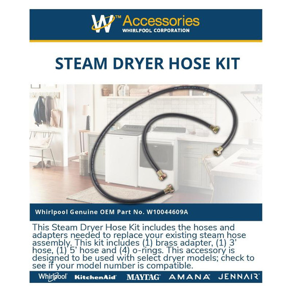 Hose Kit for Steam Dryer - (1) 3' hose, (1) 5' hose W10044609A
