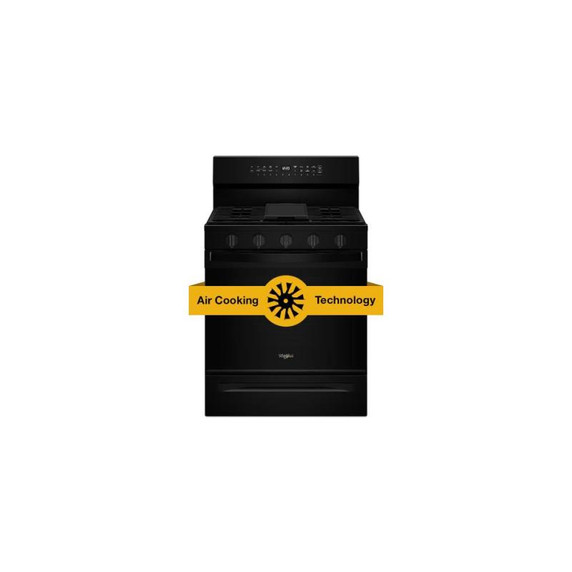 Whirlpool® 30-inch Smart Gas Range with Air Cooking Technology, Steam/Self Cleaning, Rapid Preheat 5.3 CuFt Capacity WFGS7530RB