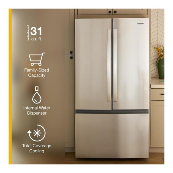 Whirlpool® 36-Inch French Door Refrigerator with Interior Water Dispenser - 31 cu. ft. WRFF3336SZ
