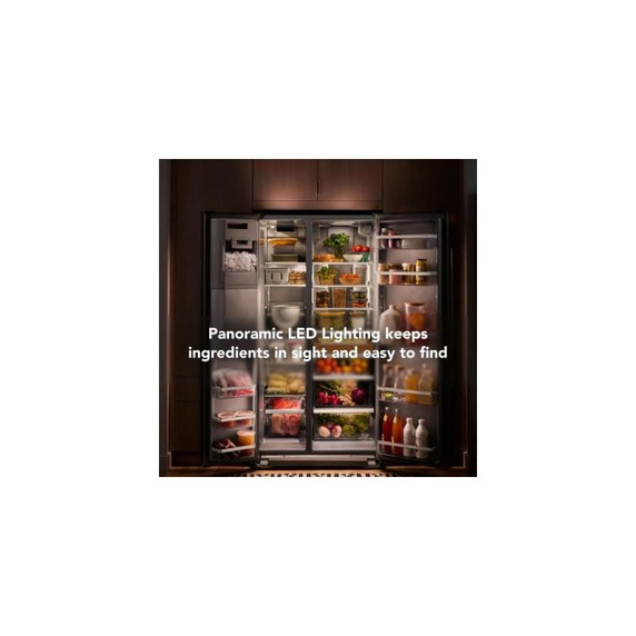 Kitchenaid® 20.8 Cu. Ft. Counter-Depth Side-by-Side Refrigerator with Exterior Ice and Water Dispenser in PrintShield™ Finish KRSC536RPS