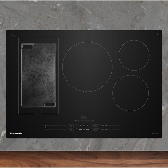 Kitchenaid® 30" Temp Cook™ Induction Cooktop with 5 Cooking Zones KCIT730SBL