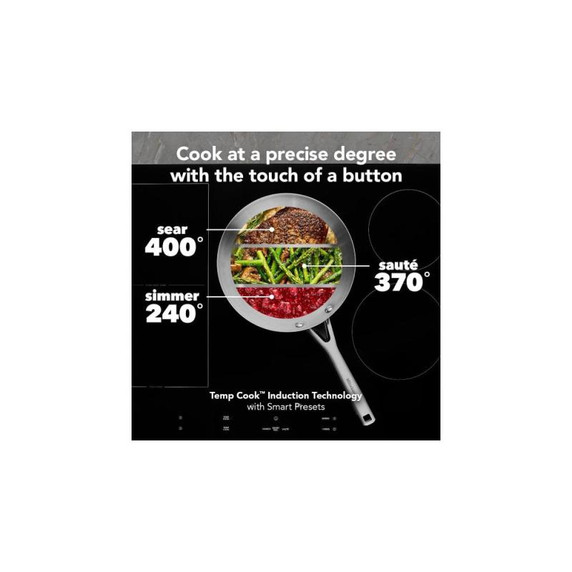 Kitchenaid® 30" Temp Cook™ Induction Cooktop with 5 Cooking Zones KCIT730SBL