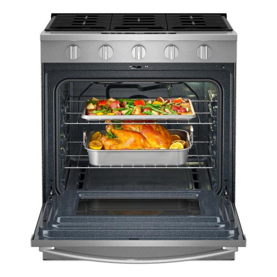 Whirlpool® 30-inch Gas Smart Range with Fan Convection Air Cooking Technology WSGS5030SZ