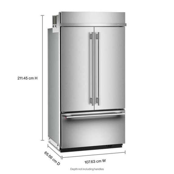 Kitchenaid® 24.2 Cu. Ft. 42"" Built-In French Door Bottom Mount Refrigerator with Platinum Interior KBFN542SPS