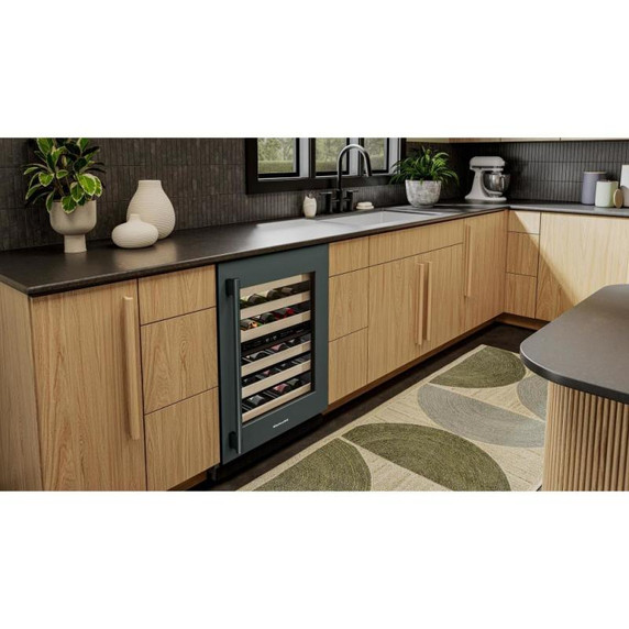 Kitchenaid® 24" Undercounter Wine Cellar with Full-Extension Wood-Front Racks KUWR524SJP