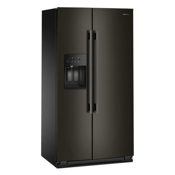 Kitchenaid® 20.8 Cu. Ft. Counter-Depth Side-by-Side Refrigerator with Exterior Ice and Water Dispenser in Black Ore KRSC536RBE