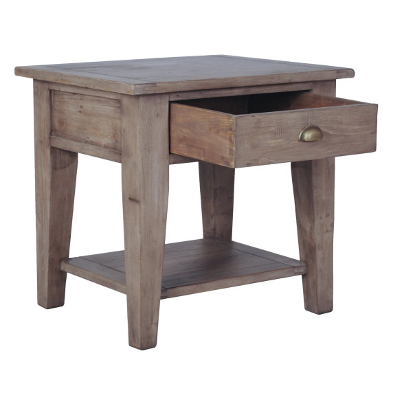 LH Homes Irish Coast Regular Side Table - Sundried w/drawer open