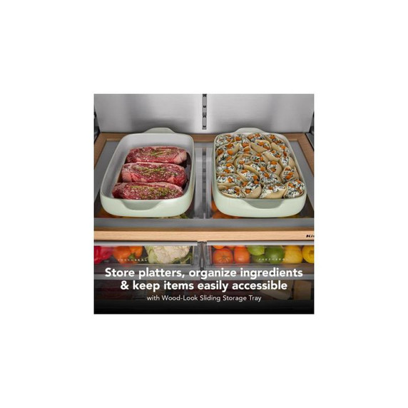 Kitchenaid® 29 cu. ft. French Door Refrigerator with Exterior Water and Ice and FreshChill™ Full-Width Refrigerated Drawer KRMF436SBE