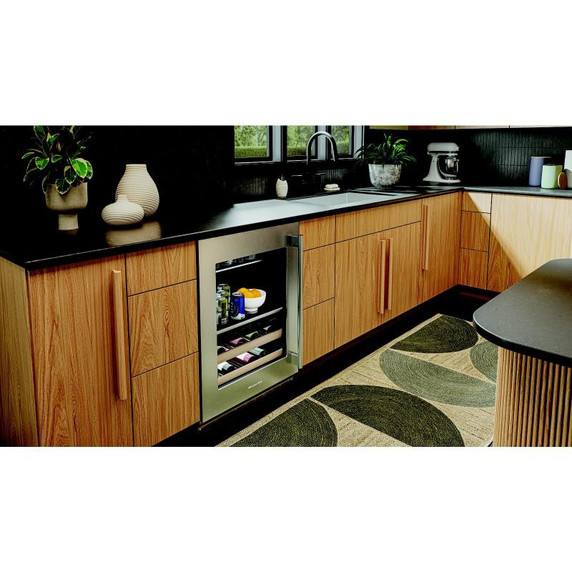 Kitchenaid® 24" Beverage Center with Glass Door and Wood-Front Racks KUBL524SPS