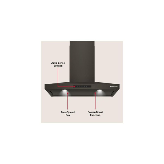 KitchenAid® 36-inch Wall-Mount, 4-Speed Canopy Hood KVWC736SBE