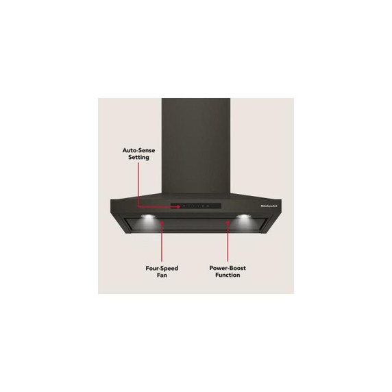 KitchenAid® 30-inch Wall-Mount, 4-Speed Canopy Hood KVWC730SBE