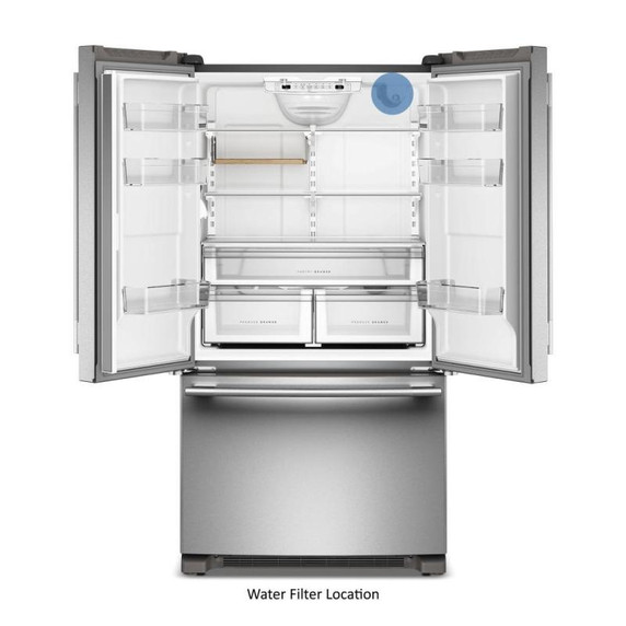 Kitchenaid® 20 Cu. Ft. 36-Inch Counter-Depth French Door Refrigerator with Internal Water Dispenser KRFC136SPS