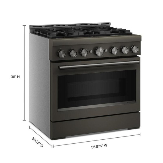 KitchenAid® 36-Inch 6 Burner Commercial-Style Gas Range with No Preheat Air Fry Mode KFGS936SBE