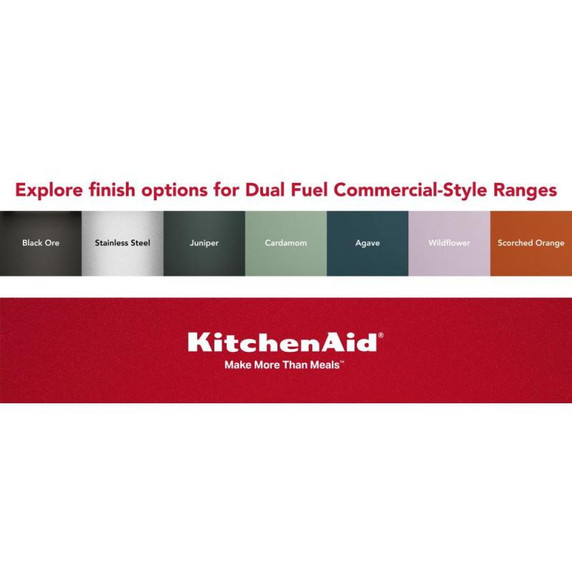 Kitchenaid® 30-Inch 4 Burner Commercial-Style Dual Fuel Range with No Preheat Air Fry Mode KFDS930SAG